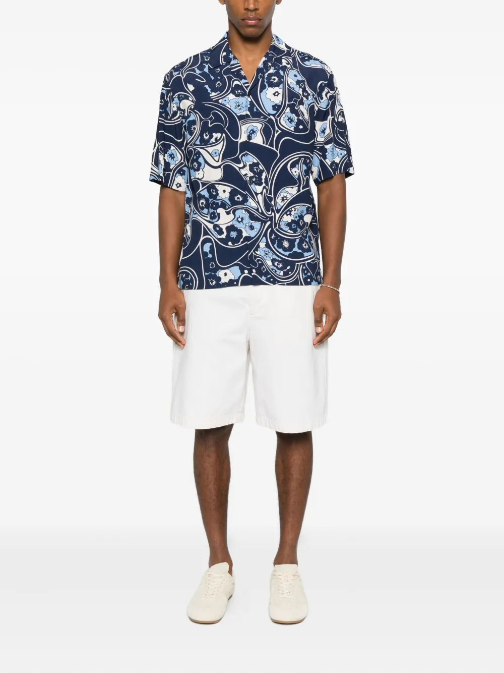 SANDRO Overhemd met bloemen-patroon en korte mouwen - Blauw