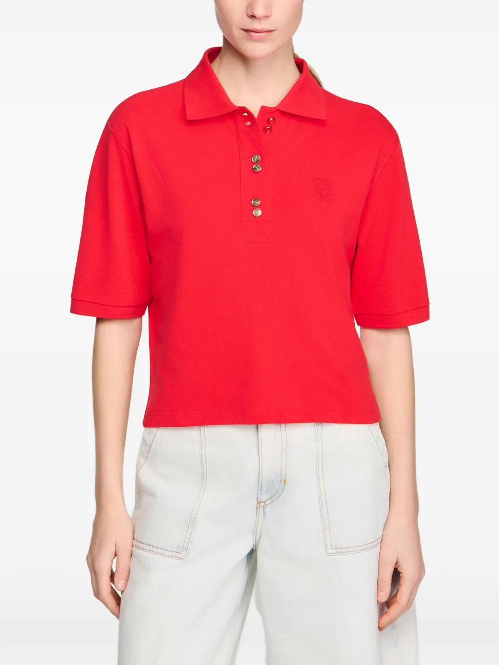 SANDRO Poloshirt met knopen Rood