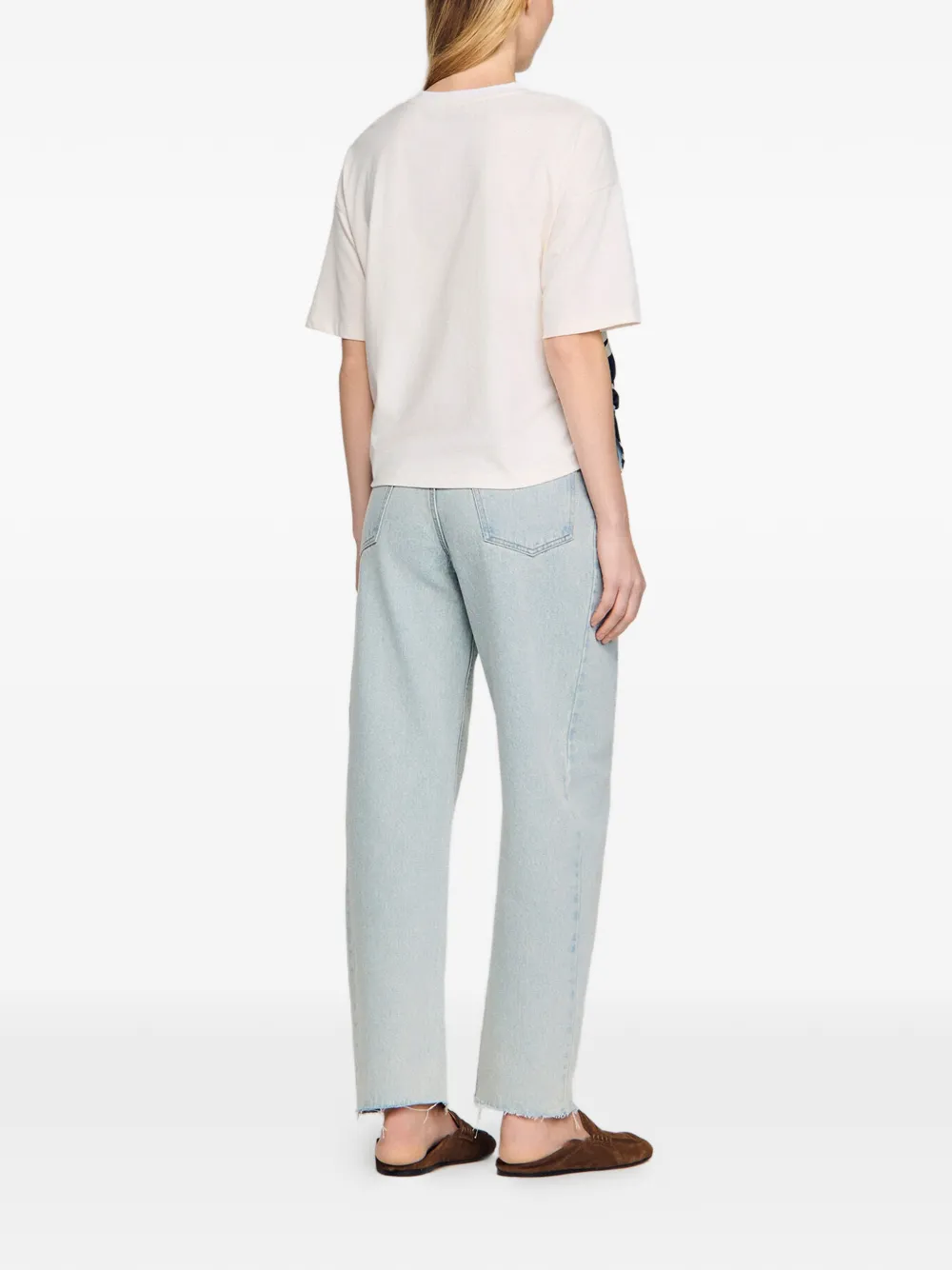 SANDRO Top met bloemdetail en vlak Beige