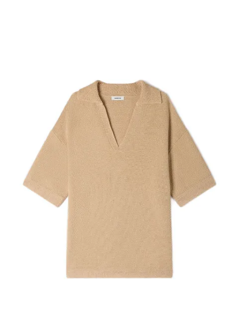 SANDRO jute-effect polo shirt
