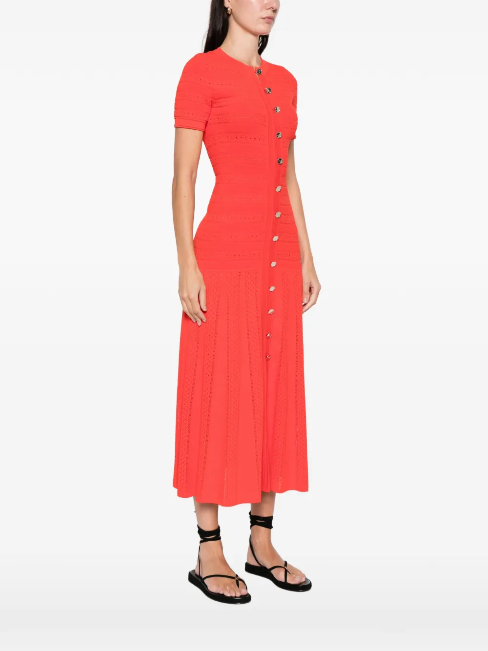  Sandro Midi Button-up Dress - Red 