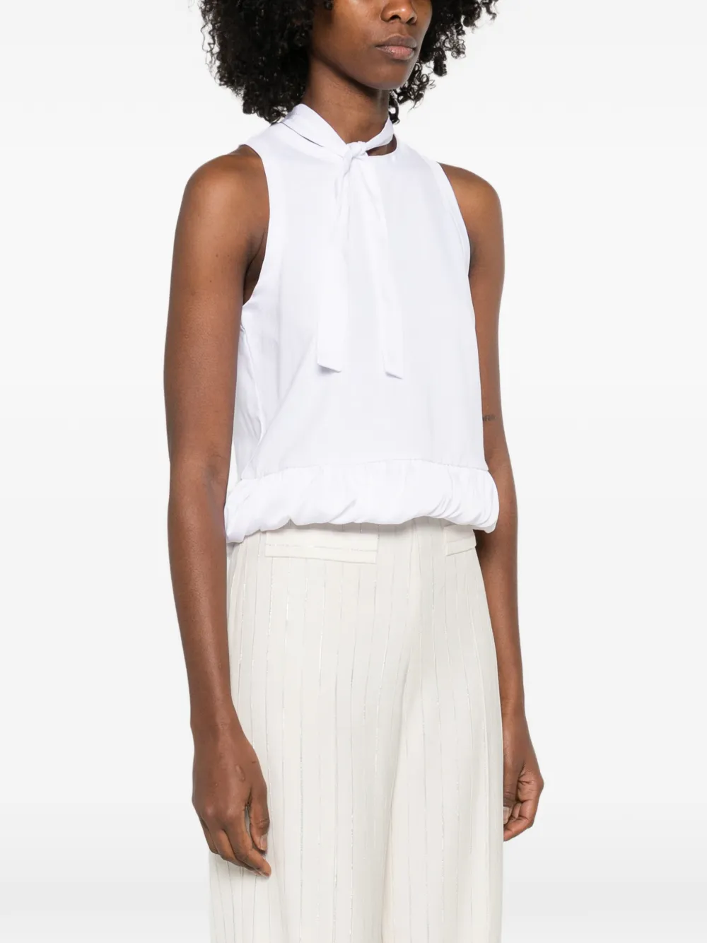  Sandro Ruffled Tank Top - White 