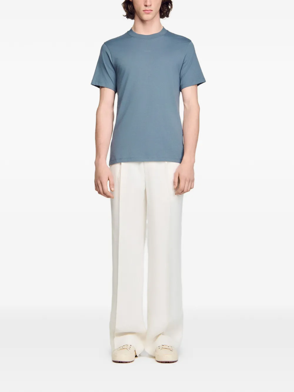  Sandro Camiseta Con Cuello Redondo - Azul 