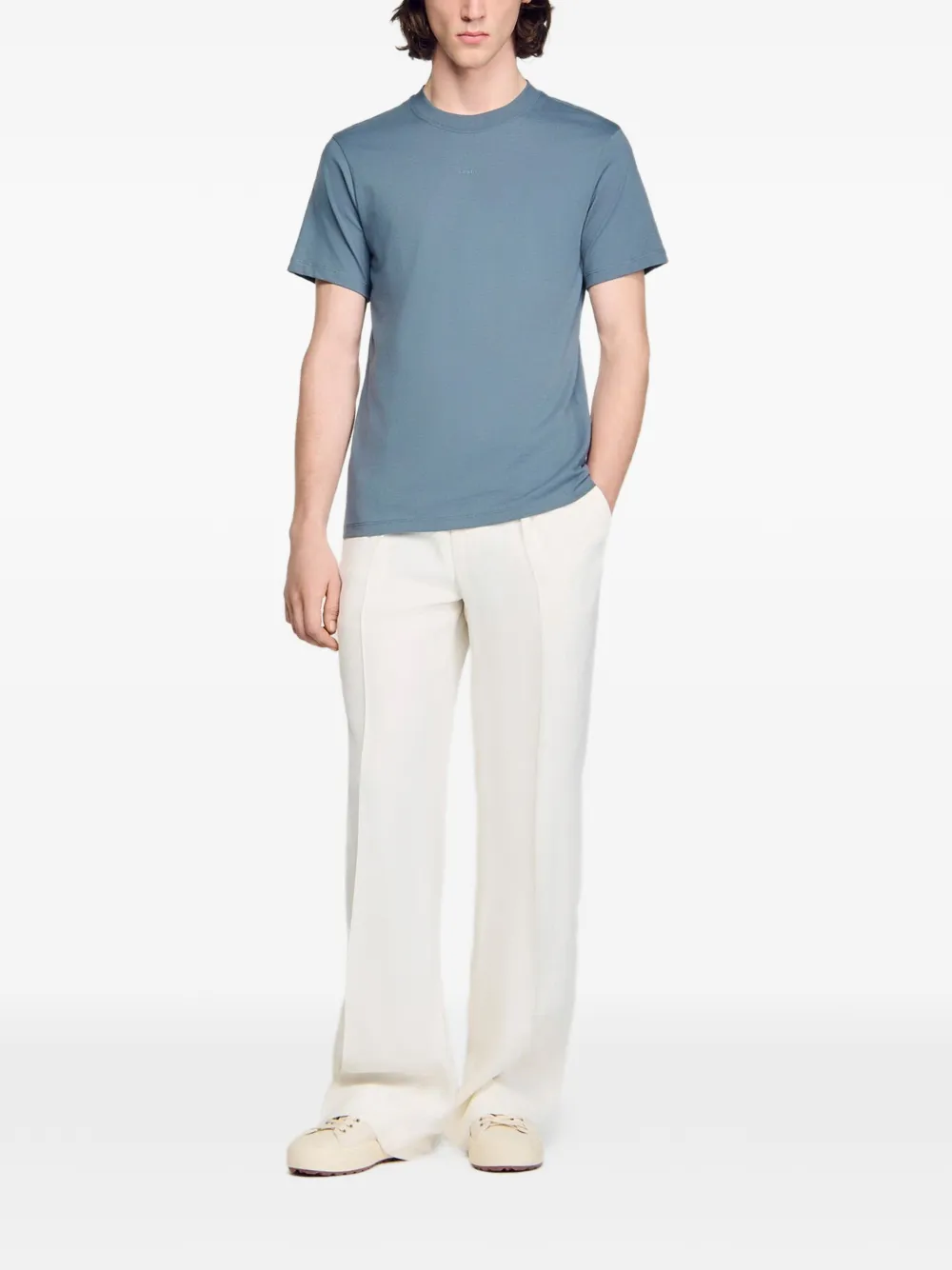  Sandro Camiseta Con Cuello Redondo - Azul 