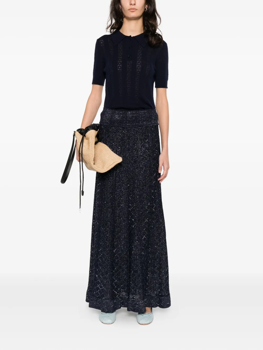 SANDRO textured strass abstract knitted skirt | Knitted Skirts | Image 2