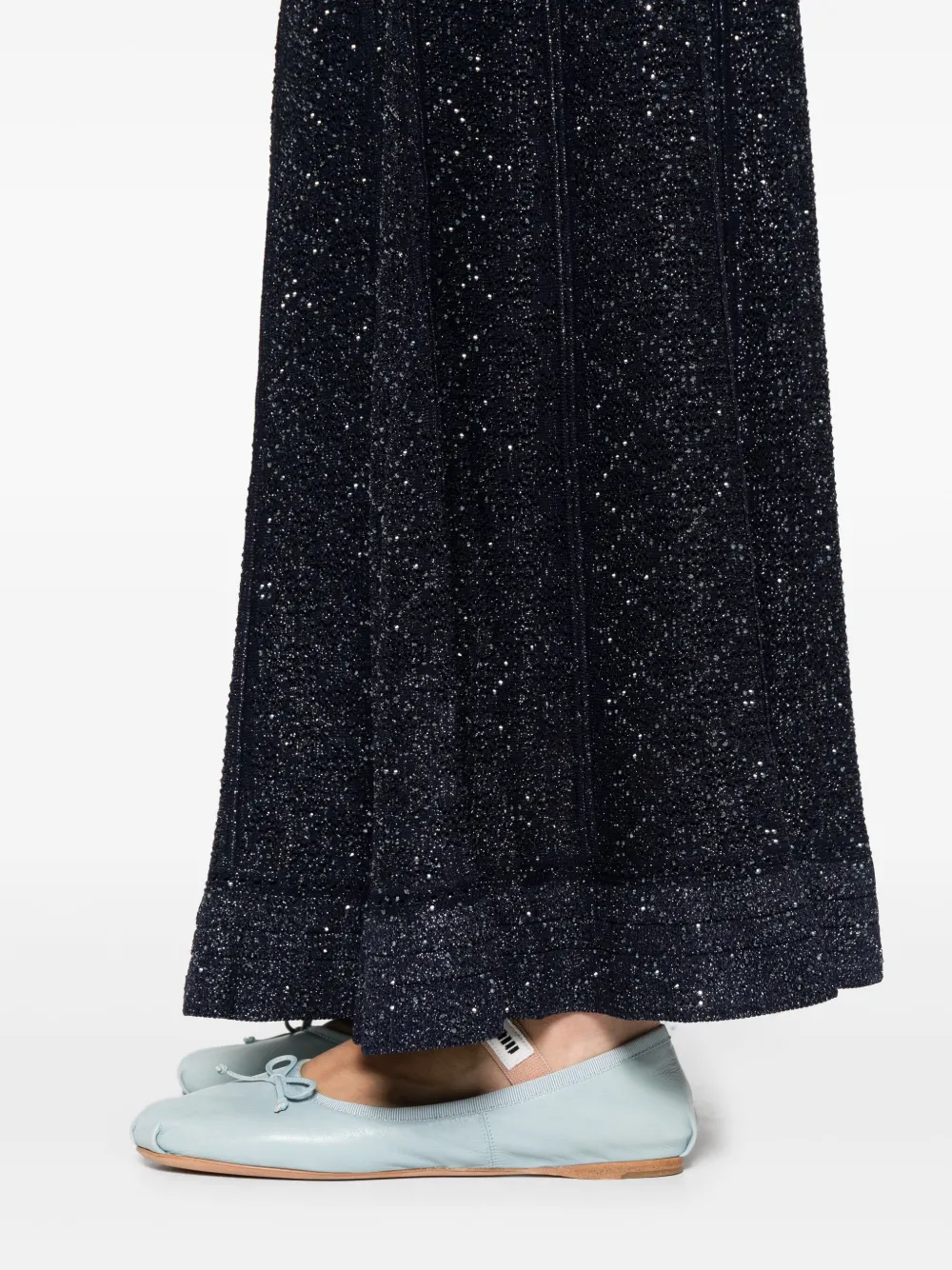 SANDRO Gebreide maxi-rok verfraaid met stras Blauw