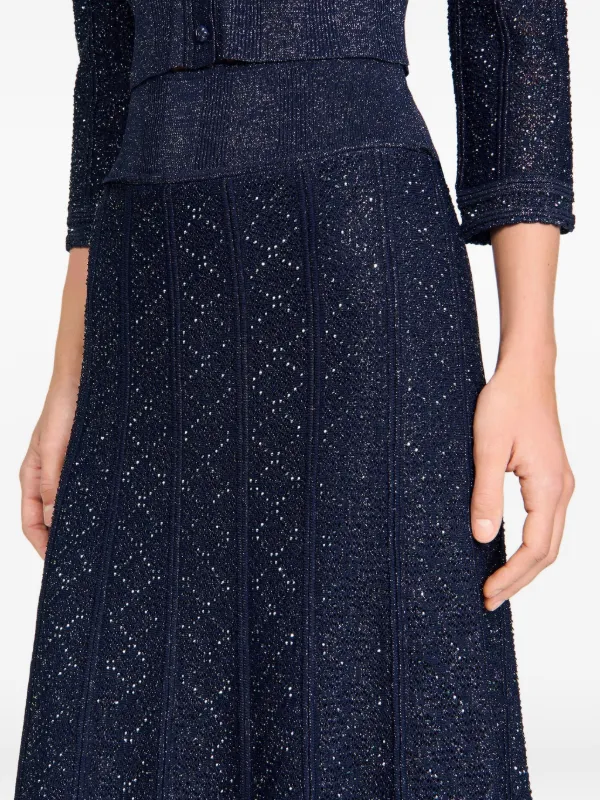SANDRO rhinestone-embellished Knit Maxi Skirt | Blue | FARFETCH JO