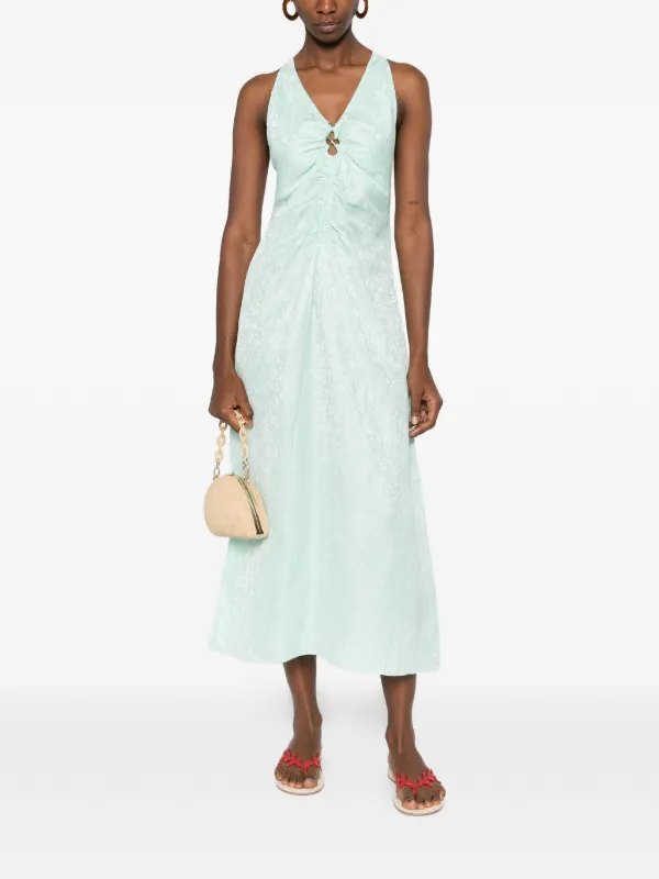 SANDRO Jacquard Floral Dress | Green | FARFETCH ID