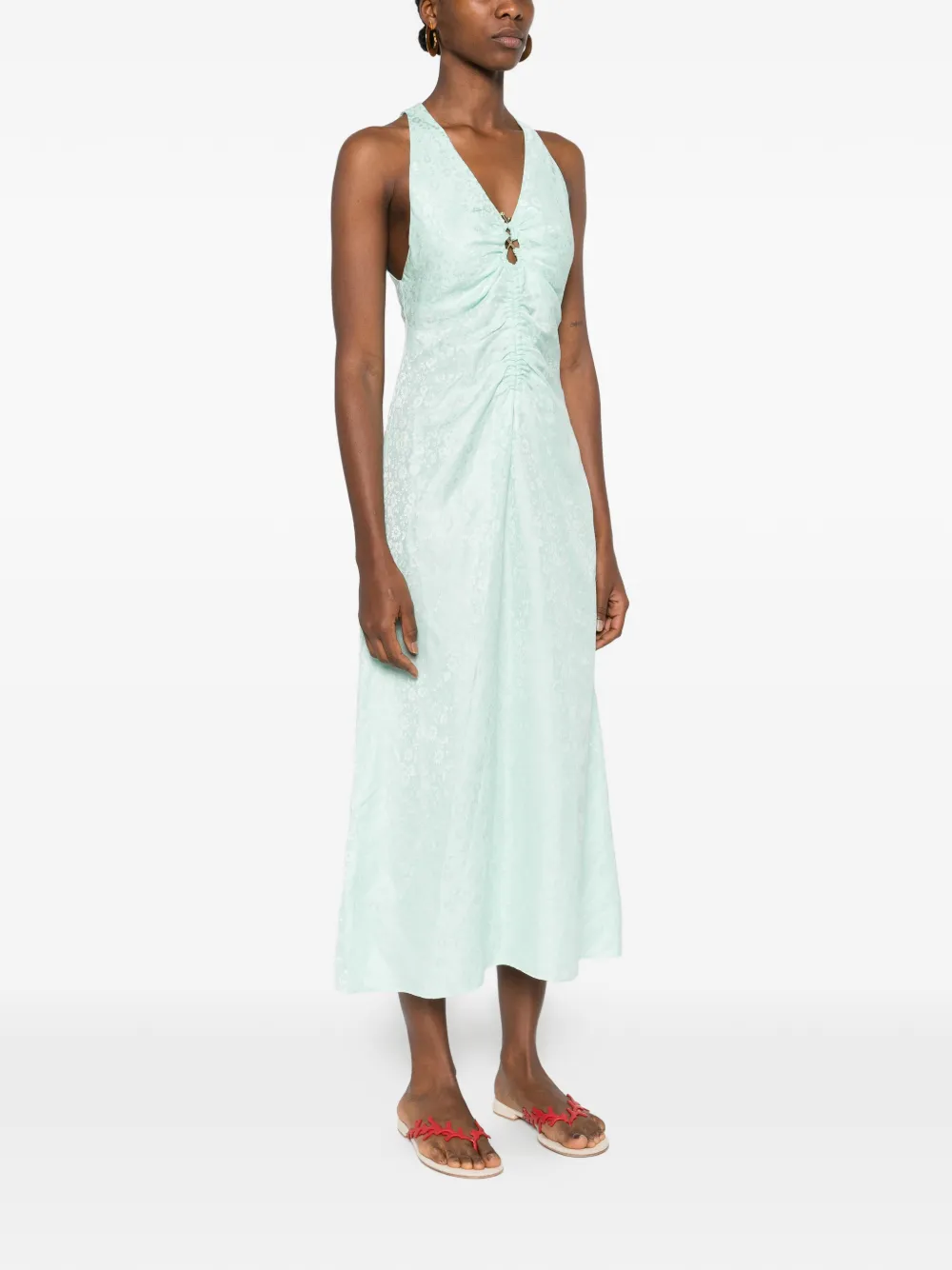  Sandro Jacquard Floral Dress - Green 