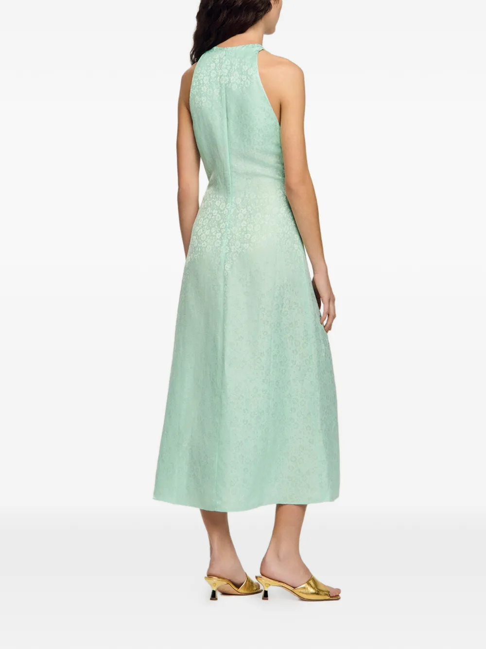 SANDRO Midi-jurk met bloemenprint en V-hals Groen