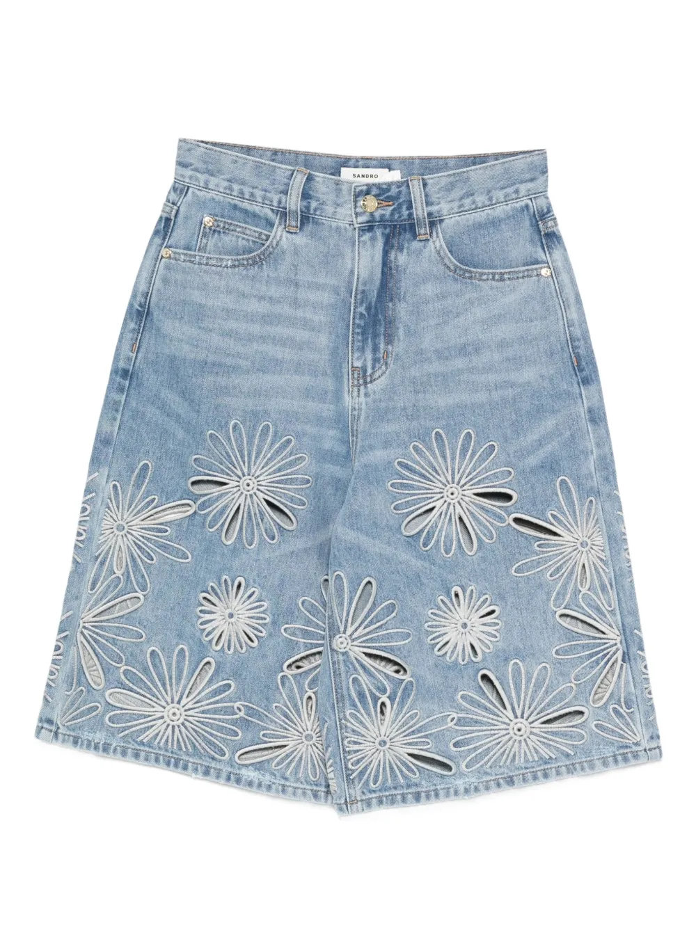 SANDRO Shorts con ricamo floreale - Blu