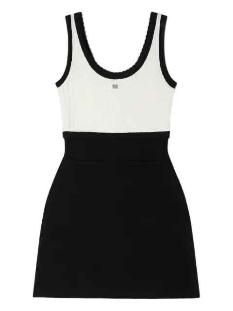 SANDRO 러플 투톤 니트 미니 드레스