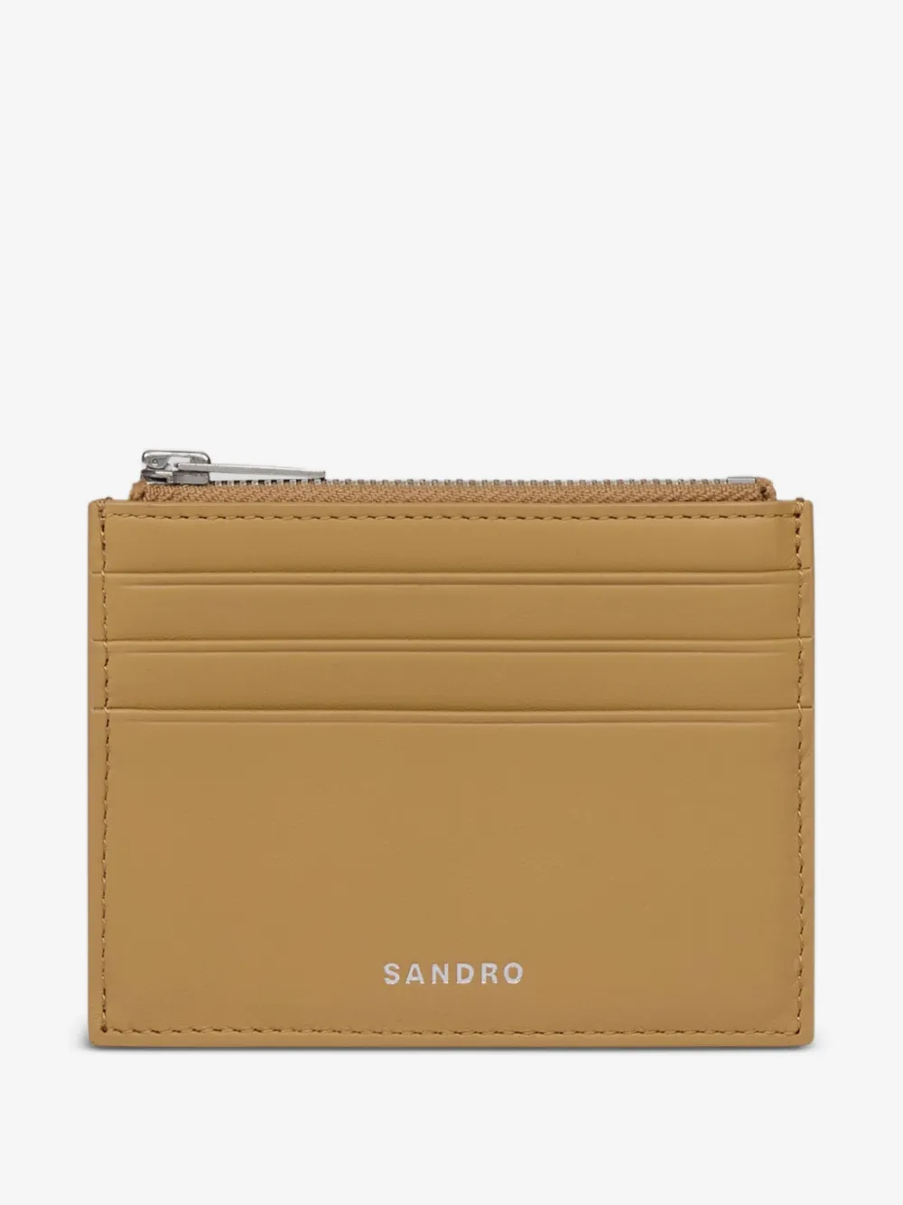 SANDRO zipped leather cardholder | Neutrals | Image 1