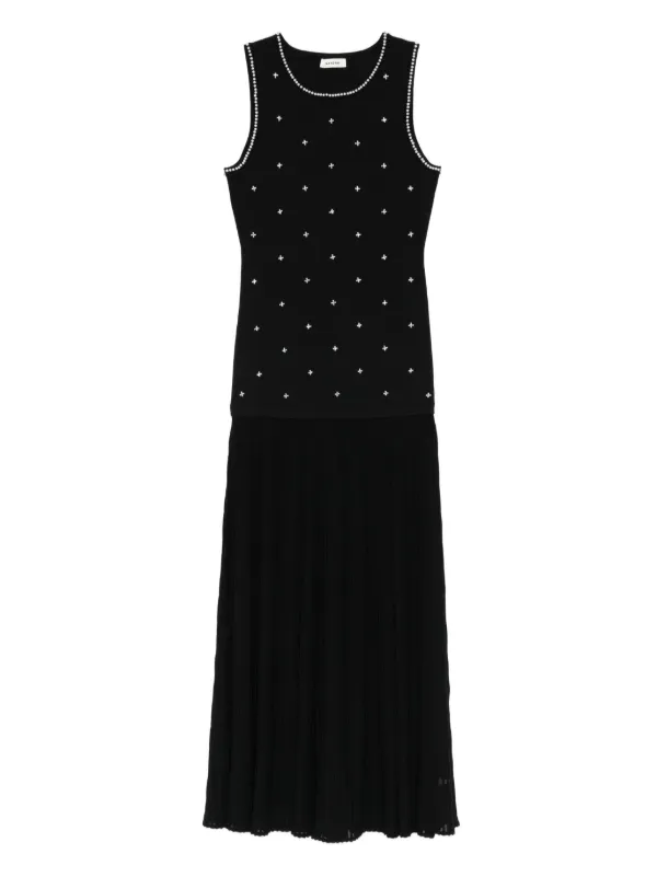 sandro black dress Shop Ramia Pointelle Knit Midi Dress Black for Woman Online