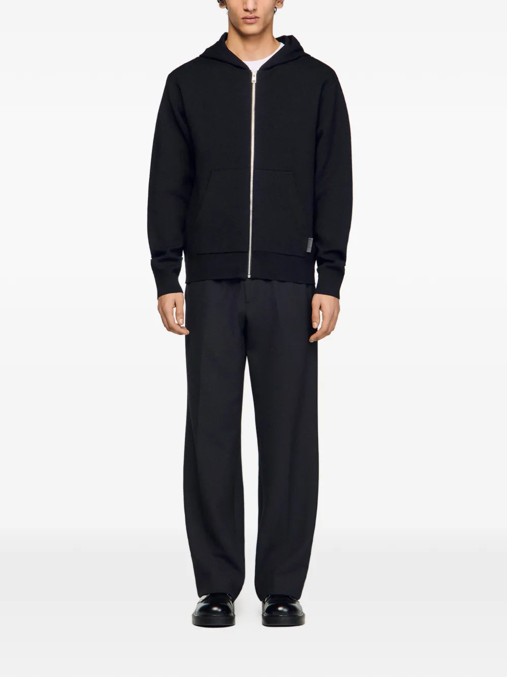 SANDRO Hoodie met rits Zwart