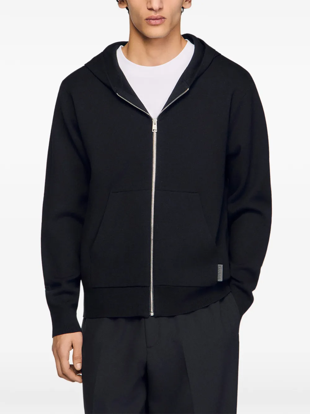 SANDRO Hoodie met rits Zwart