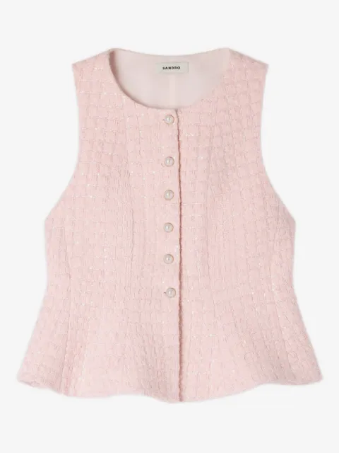 SANDRO beaded peplum tweed vest