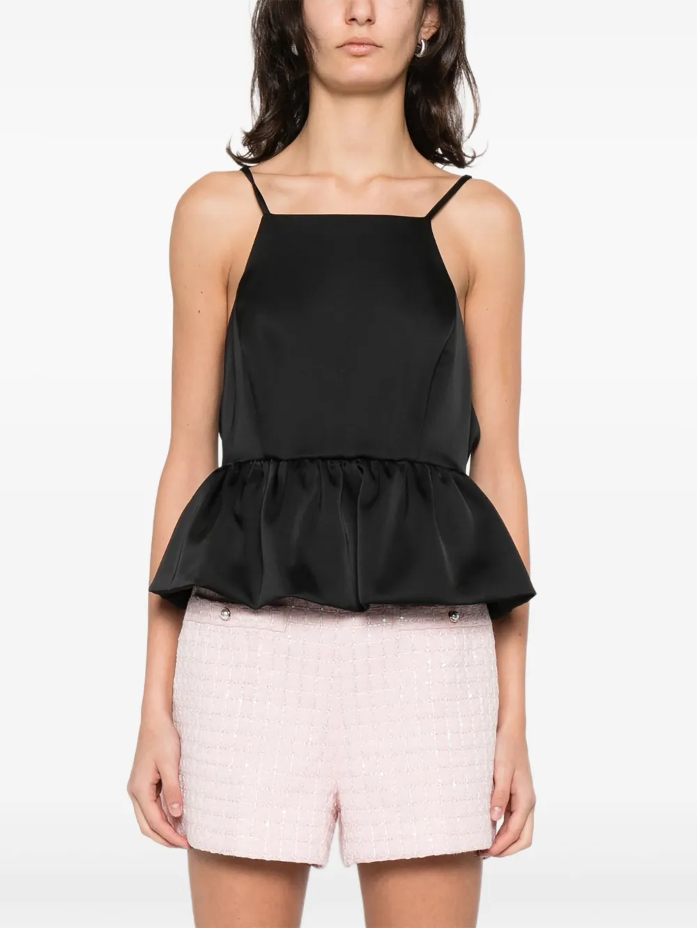 Sandro Ruffled Camisole Top - Black 
