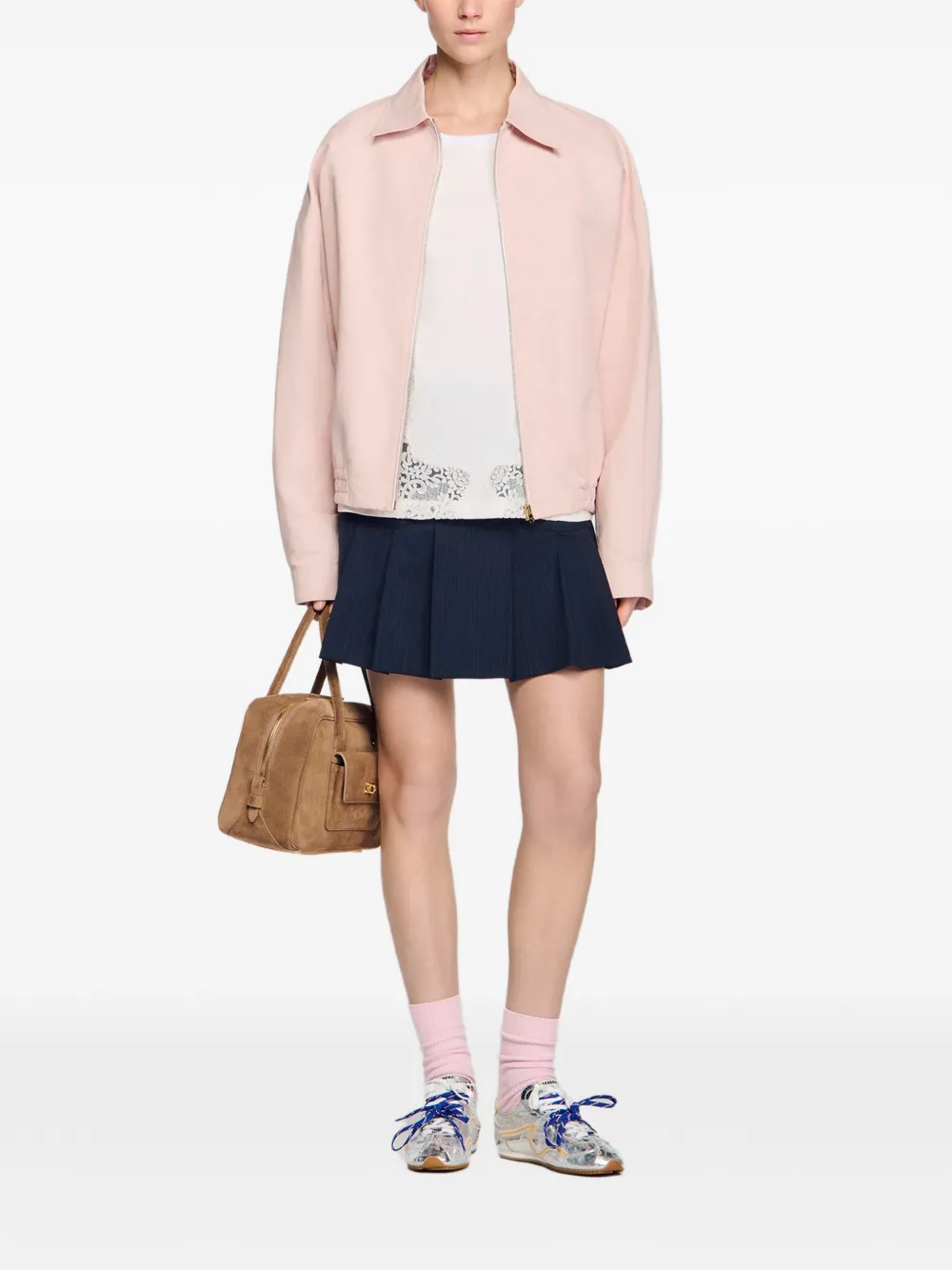 SANDRO Katoenen T-shirt met kanten detail Wit