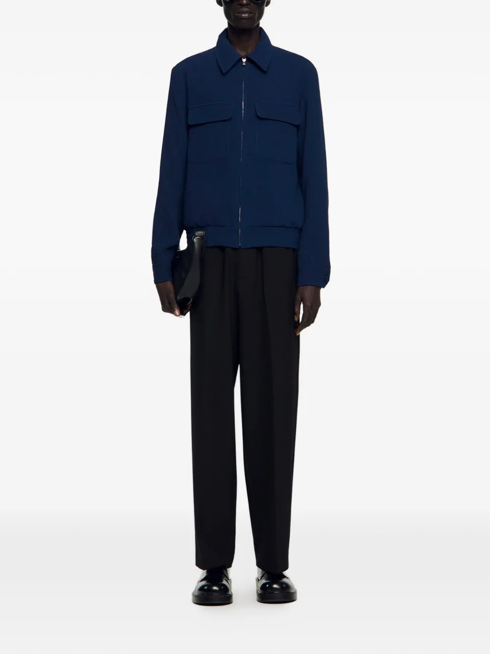 SANDRO Textured zip-up Jacket | Blue | FARFETCH