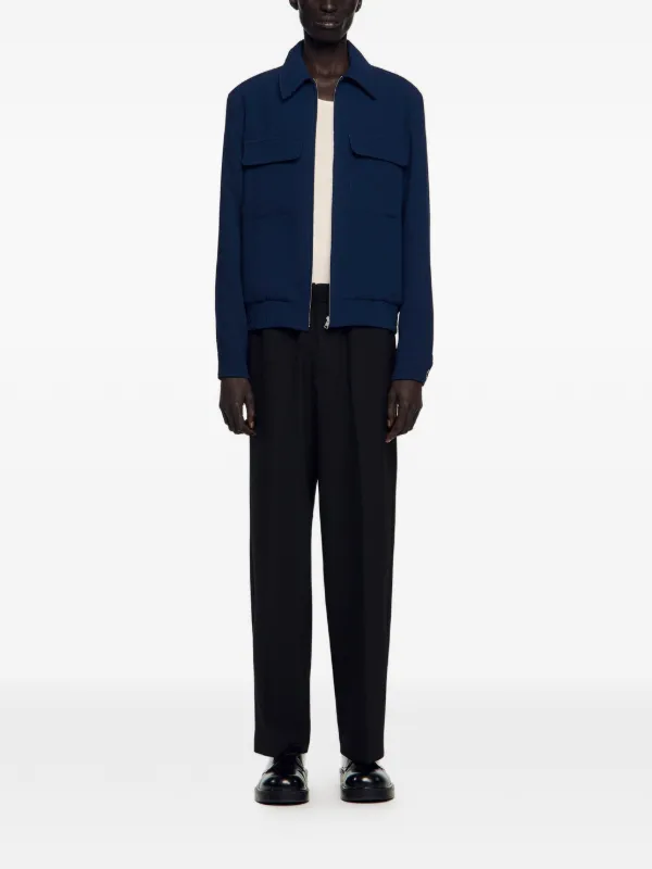 SANDRO Textured zip-up Jacket | Blue | FARFETCH