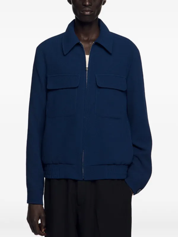 SANDRO Textured zip-up Jacket | Blue | FARFETCH