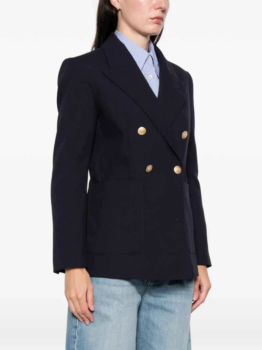  Sandro Double-breasted Button Blazer - Blue 