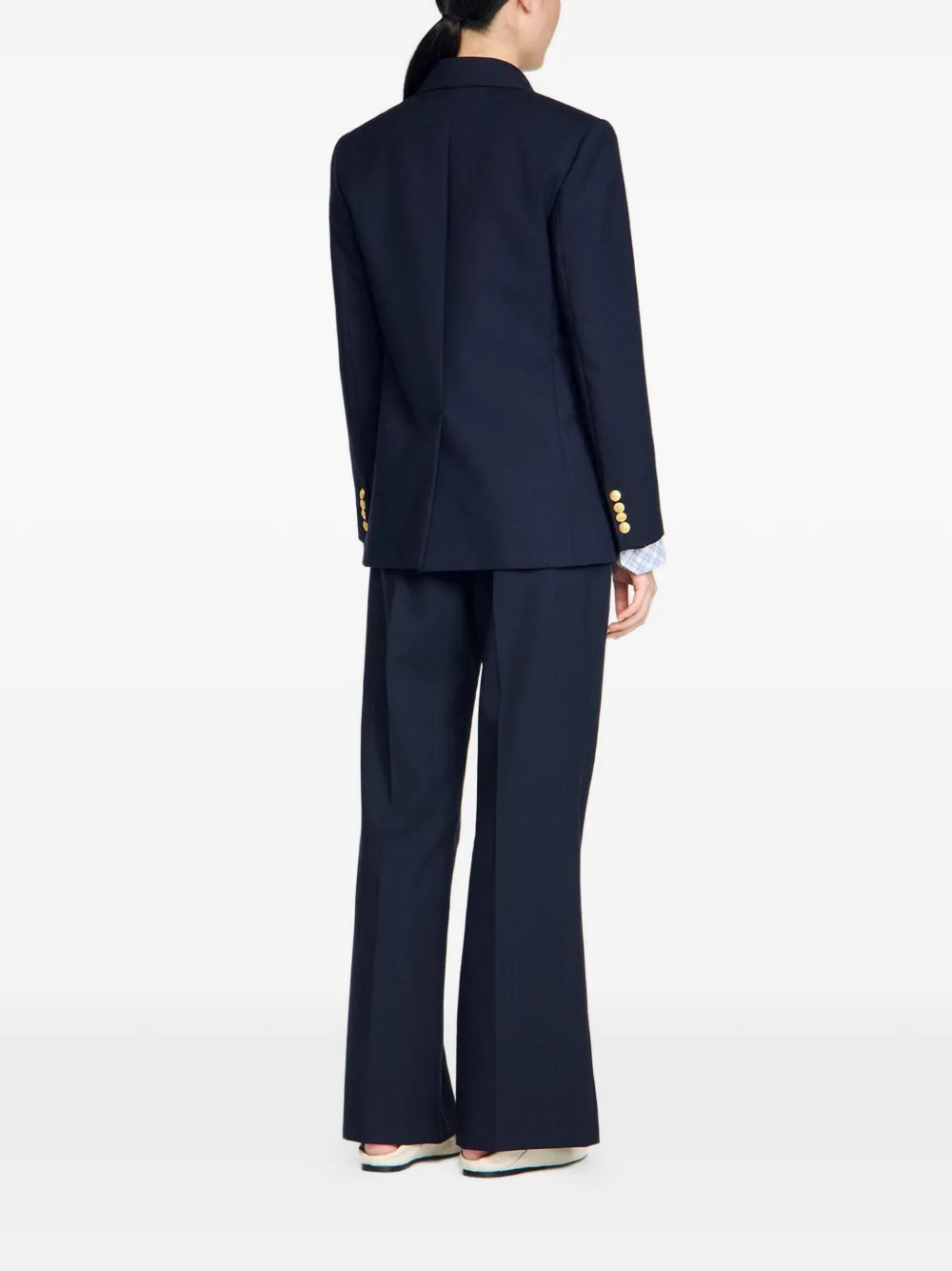 Sandro Blazer Con Doble Botonadura - Azul 