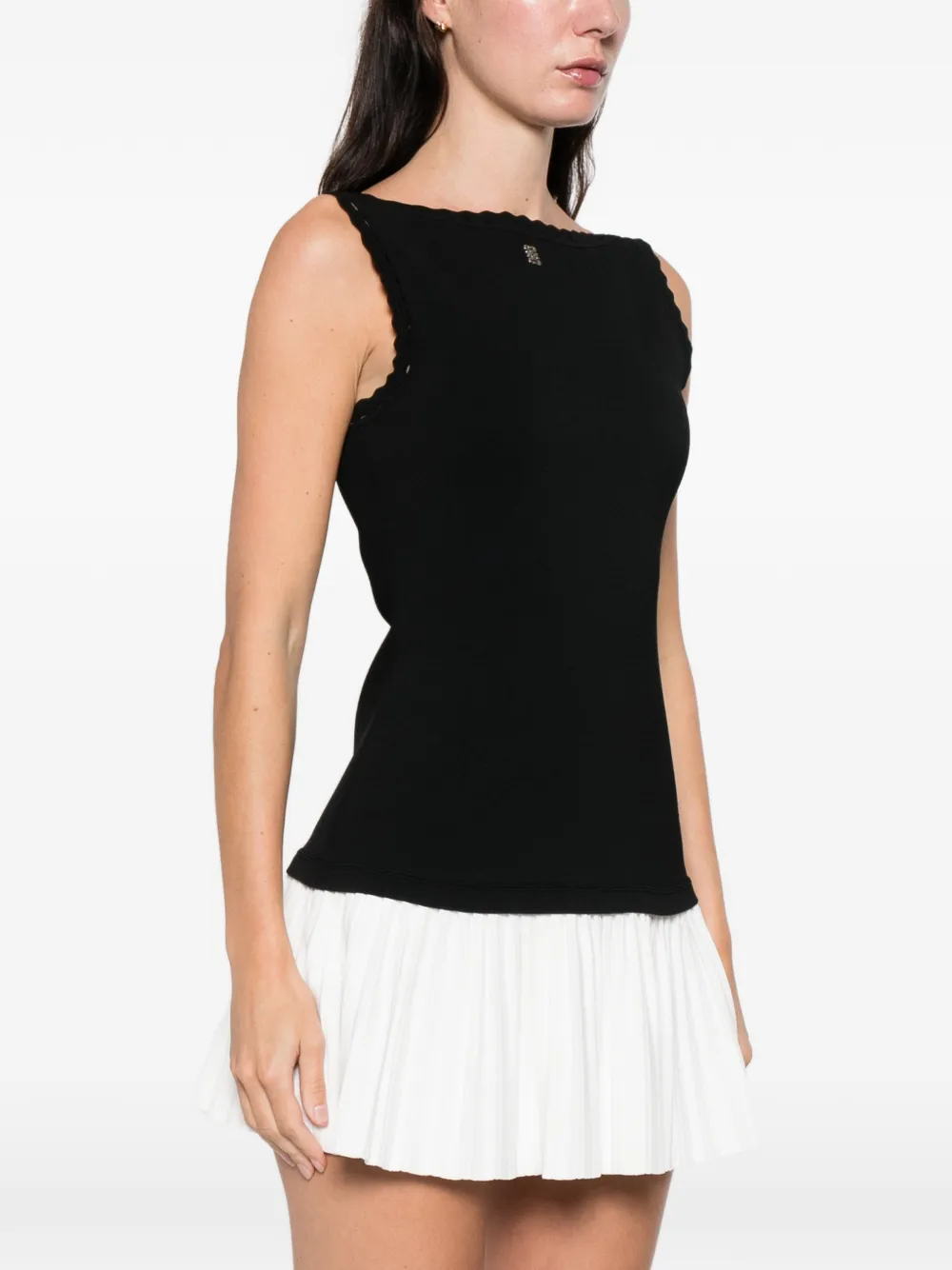  Sandro Mini Ruffled Pleated Dress - Black 