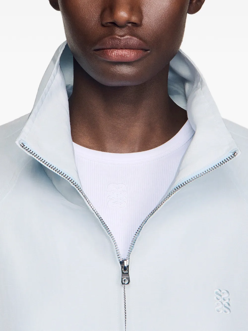 Logo-Embroidery Funnel-Neck Jacket