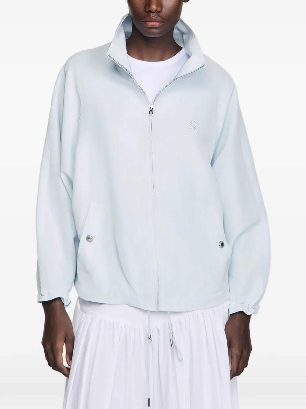 Logo-Embroidery Funnel-Neck Jacket