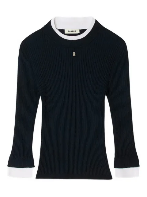 SANDRO Camiseta canelada com mangas longas