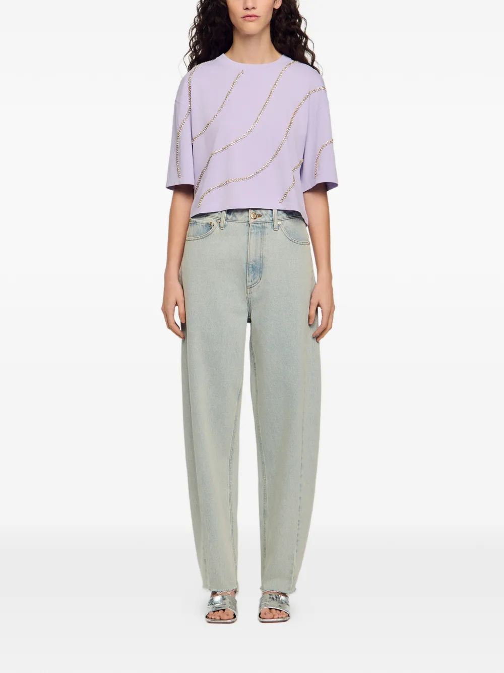  Sandro Frayed Wide-leg Jeans - Blue 
