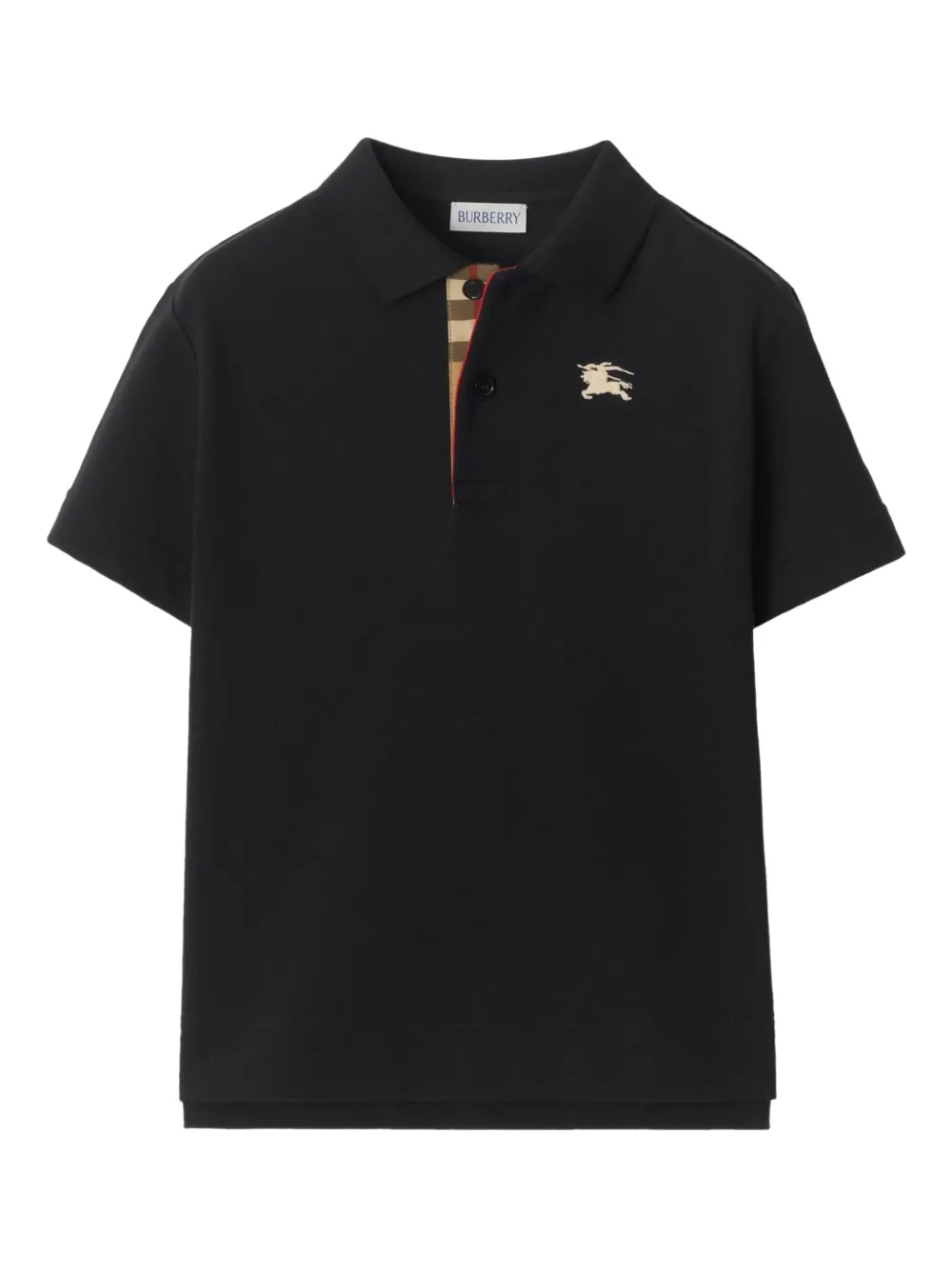 Burberry Kids embroidered-logo cotton-piqué polo shirt - Nero