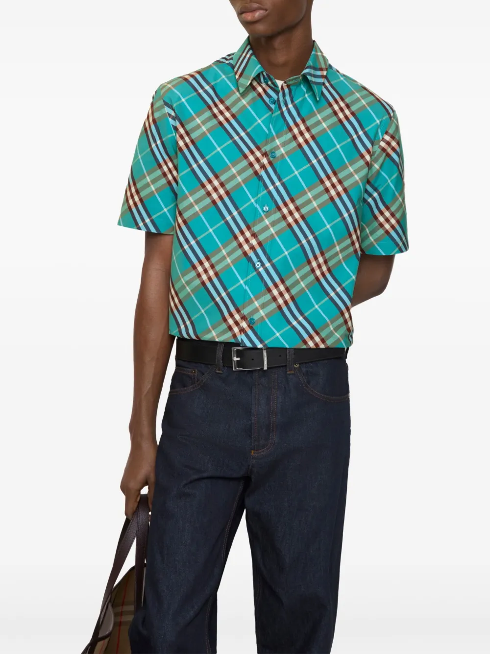 Burberry Geruit overhemd - Blauw