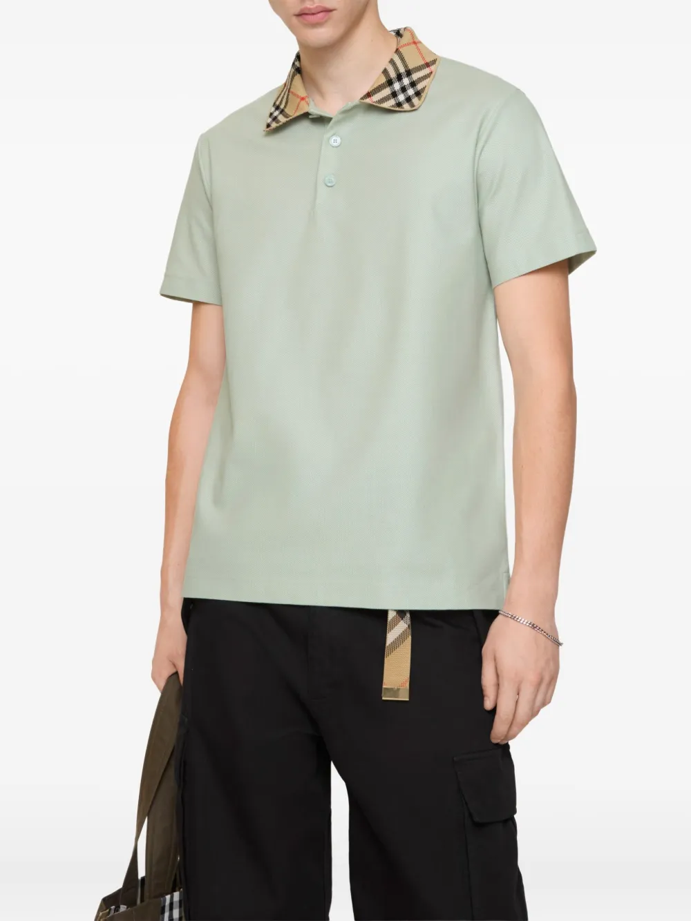 Burberry Katoenen poloshirt met geruite kraag - Groen