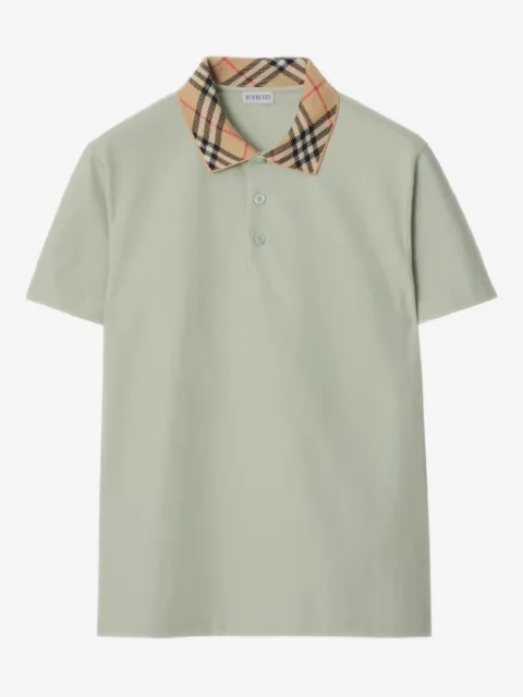 Burberry check-collar cotton polo shirt