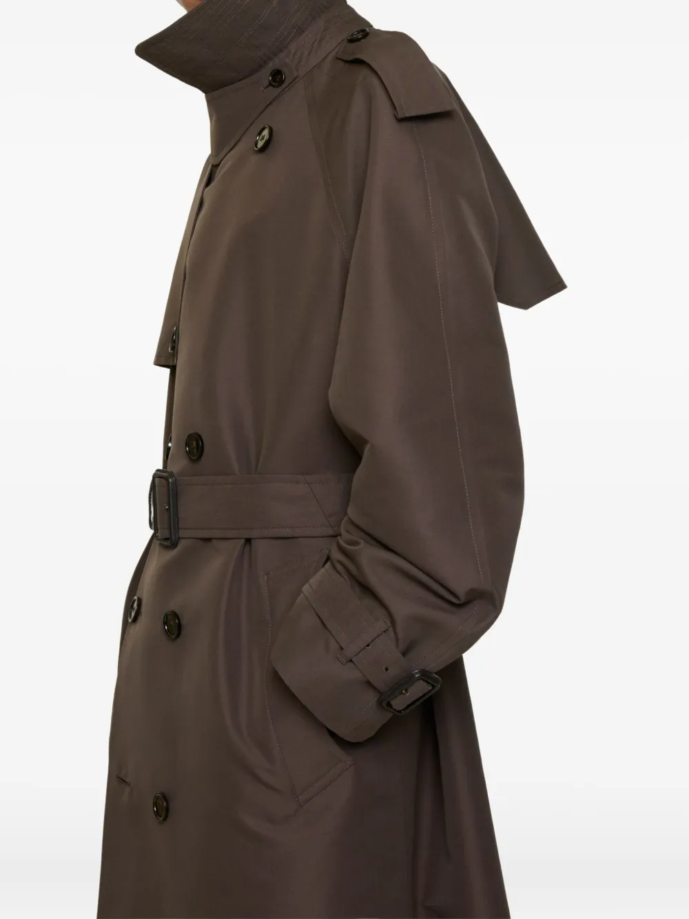 Burberry Trenchcoat met ceintuur en geruite kraag Bruin