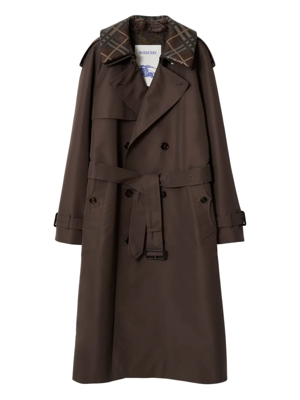 Burberry checked-collar belted trench coat | Brown | Image 1
