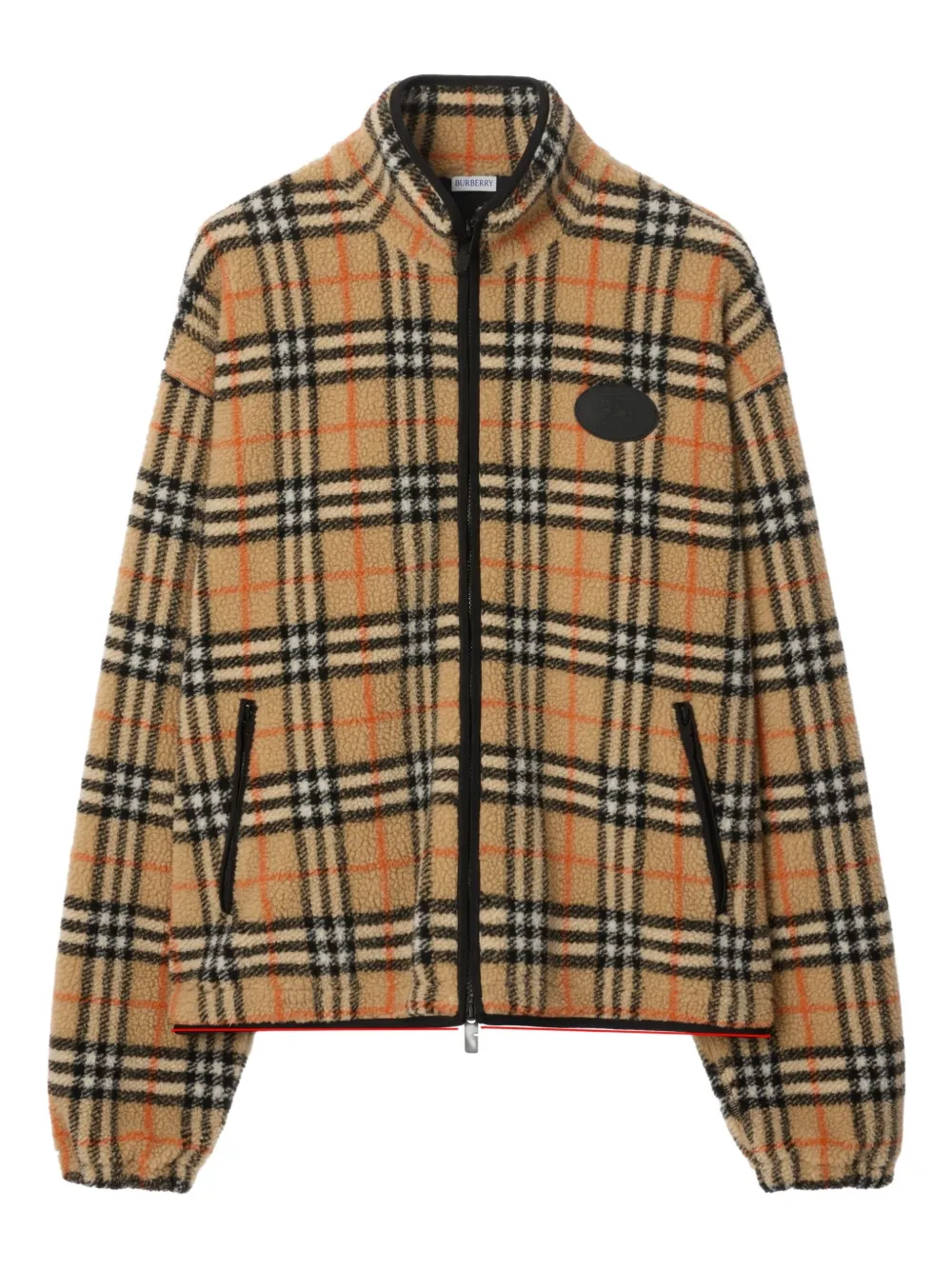 Burberry check funnel-neck fleece jacket | Neutrals | Image 1