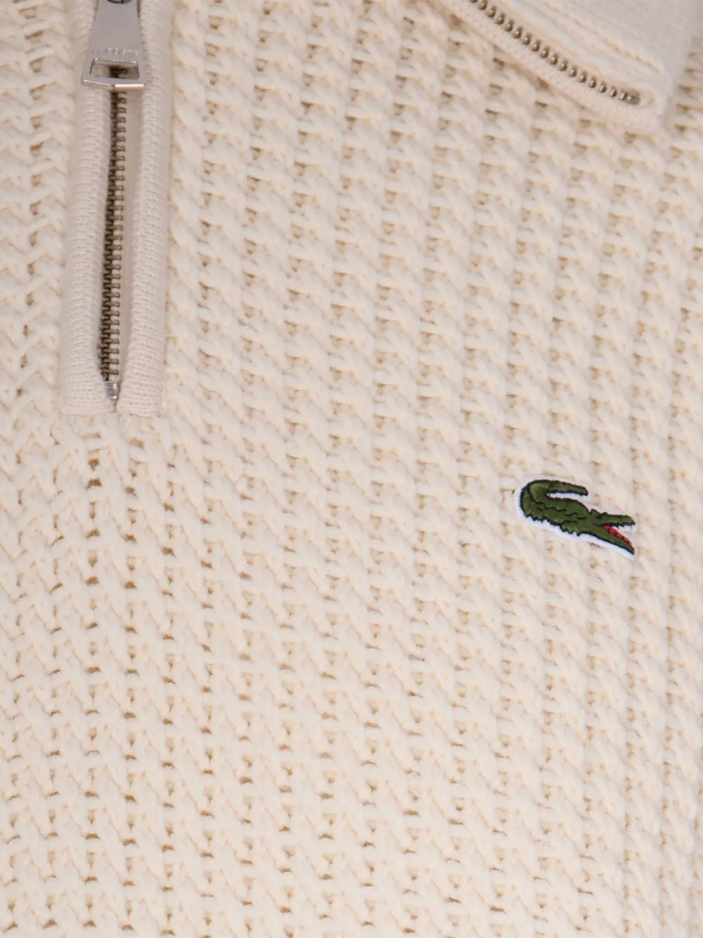 Lacoste Wafelgebreide trui met rits Beige