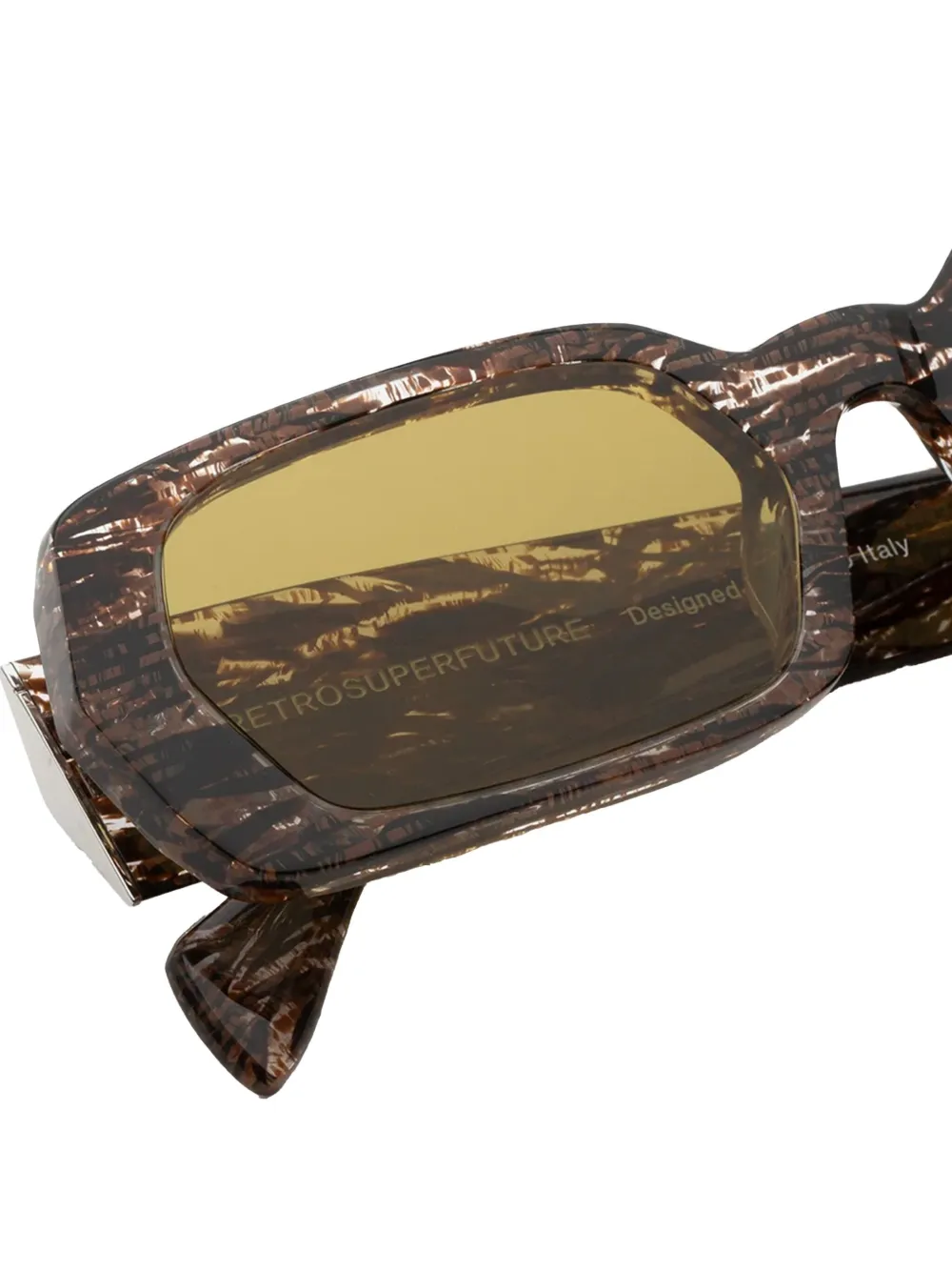 Retrosuperfuture Zonnebril met rechthoekig montuur Bruin