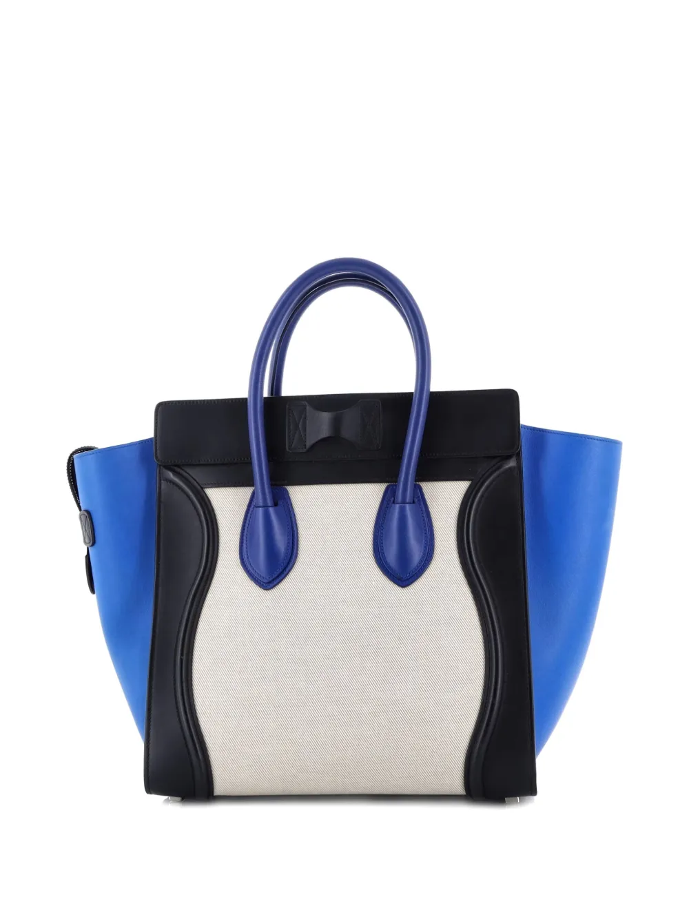 Pre-owned Celine Tricolor Luggage Bag Canvas And Leather Mini Tote Bag In Blue
