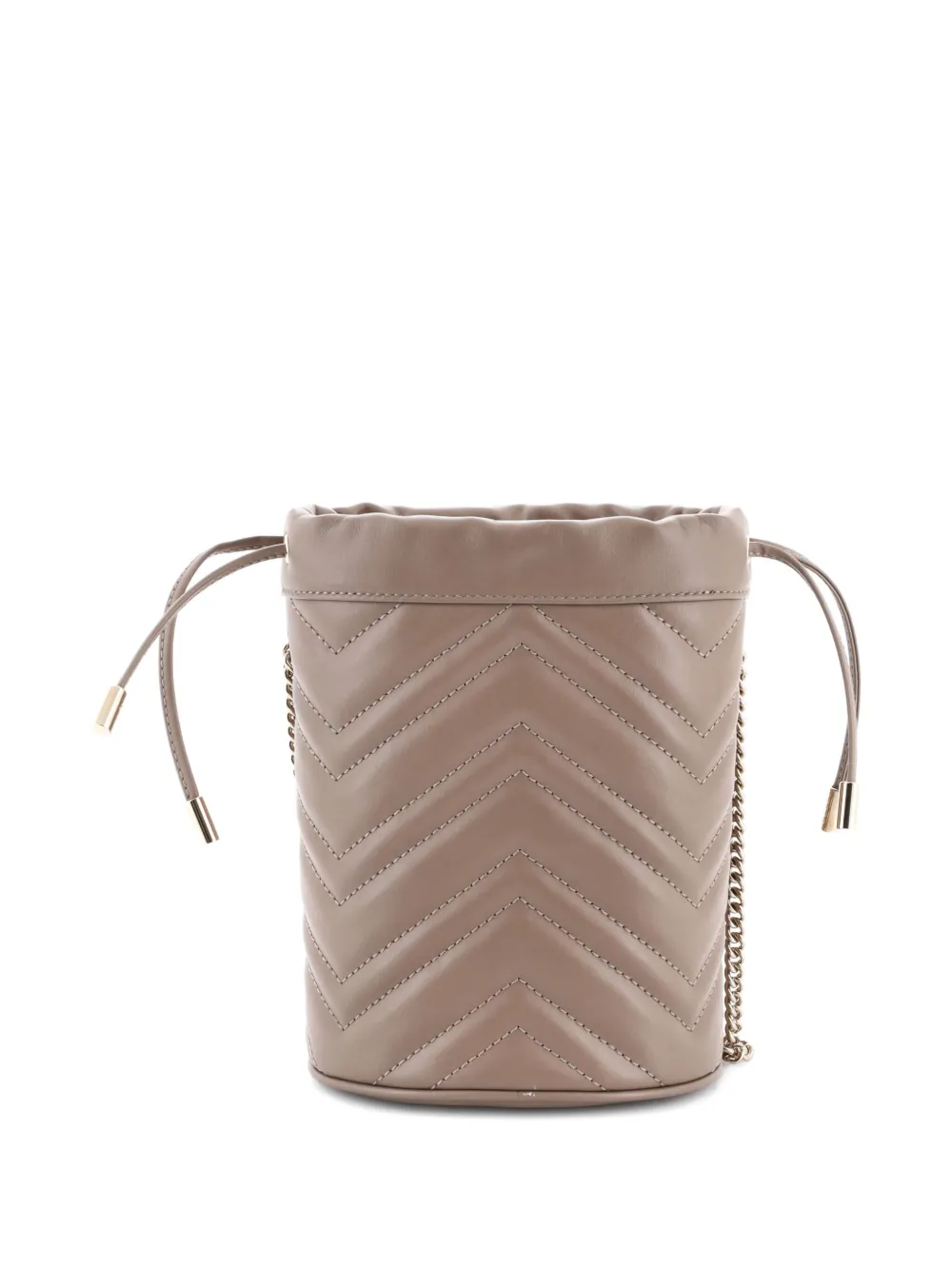 Pre-owned Gucci Gg Marmont Matelasse Leather Mini Bucket Bag In Neutral