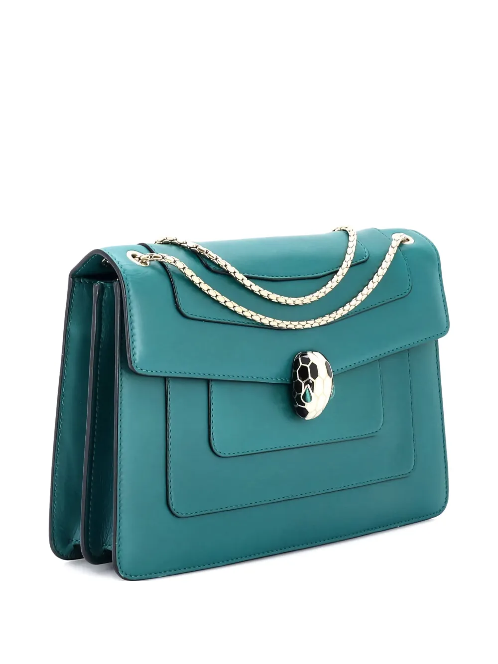 Pre-owned Bvlgari Serpenti Forever Leather Medium Shoulder Bag In Green