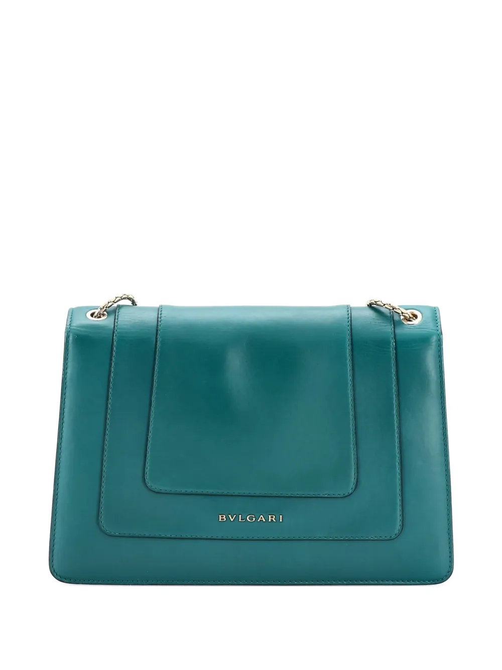 Pre-owned Bvlgari Serpenti Forever Leather Medium Shoulder Bag In Green