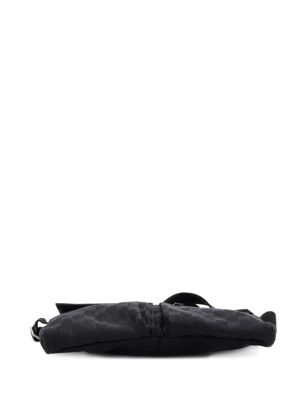 Pre-owned Gucci Vintage Double Gg Canvas With Leather Belt Bag In Black