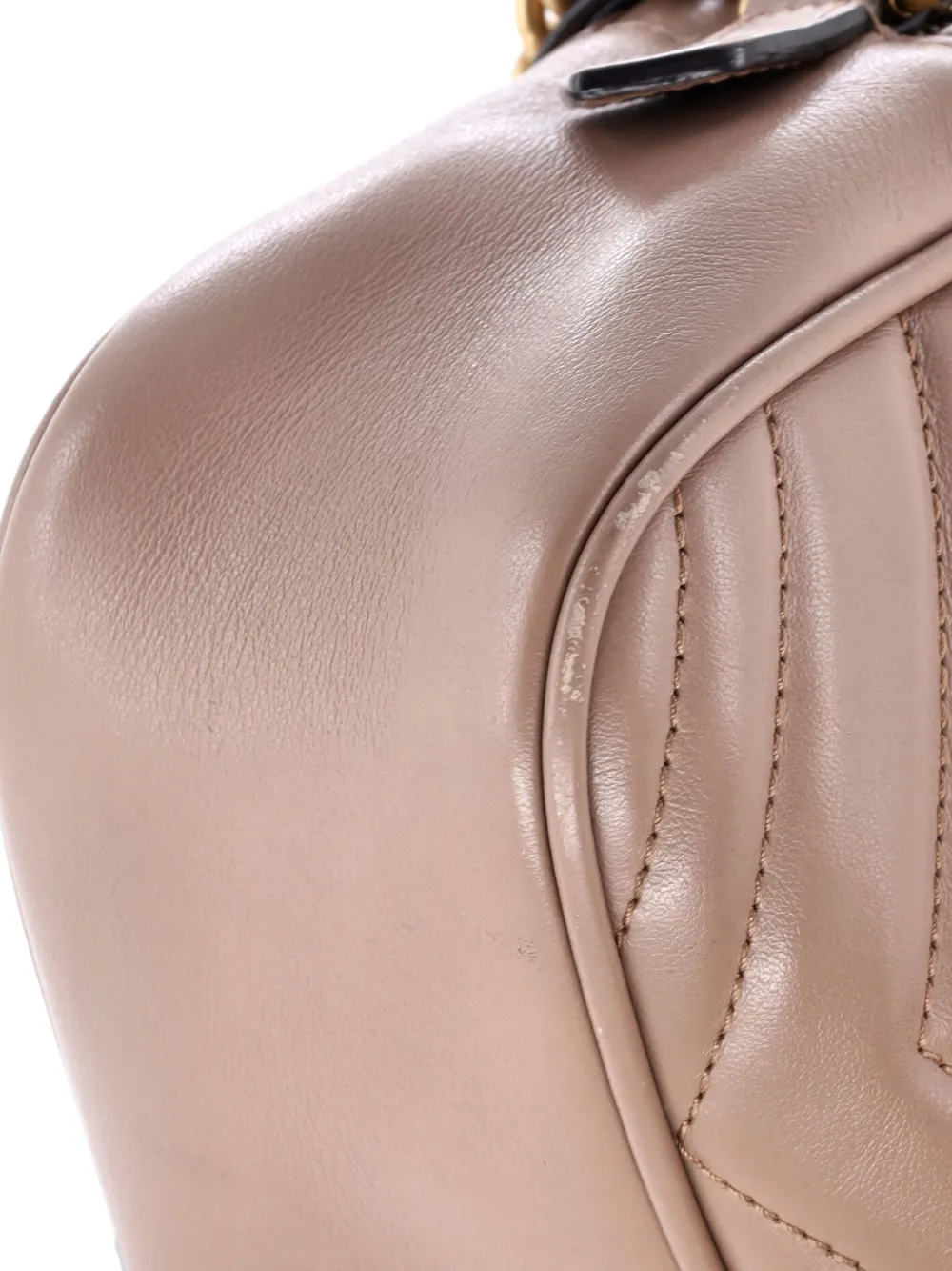 Pre-owned Gucci Gg Marmont Shoulder Bag Matelasse Leather Small Crossbody Bag In Neutral