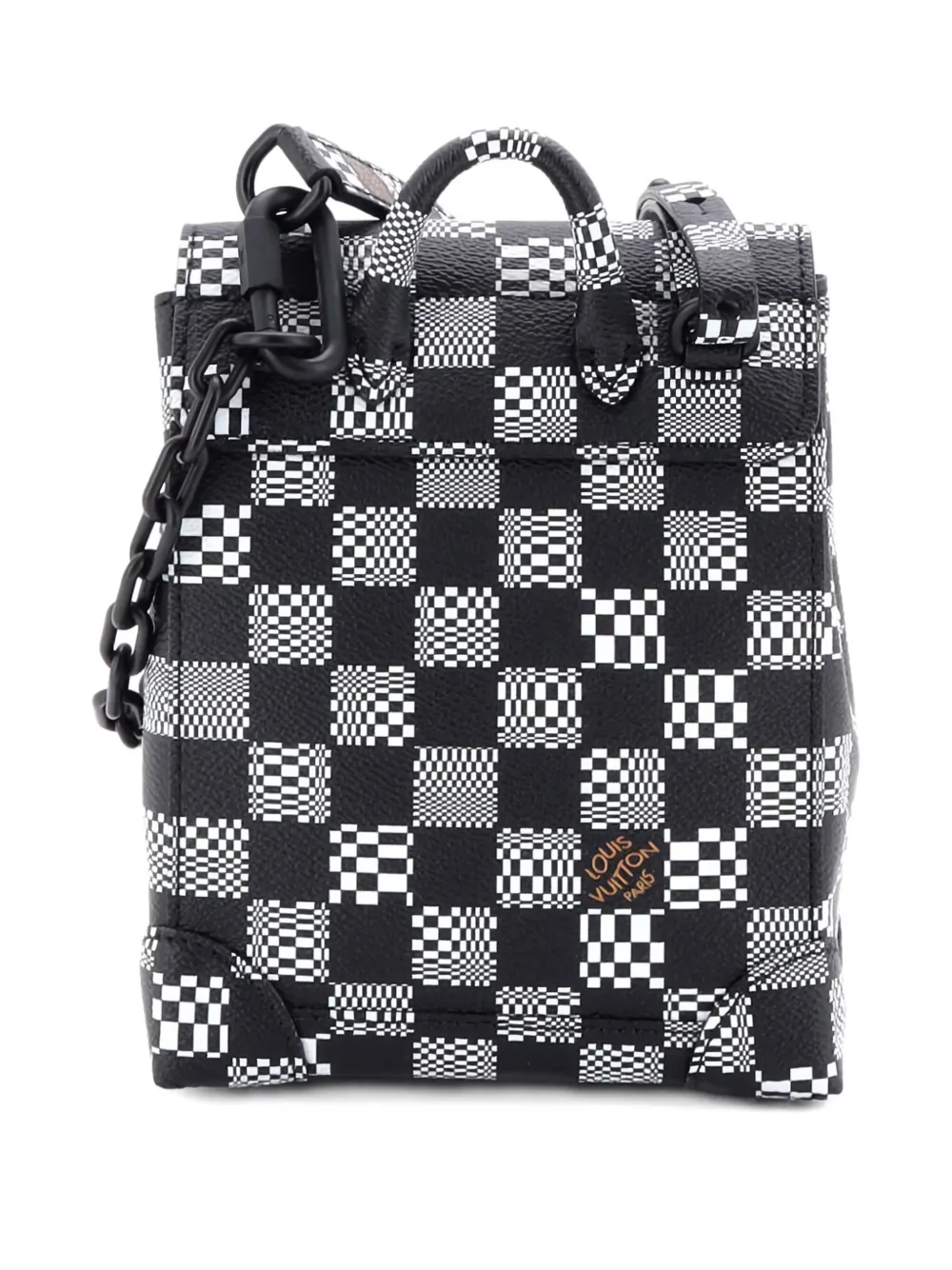 Pre-owned Louis Vuitton Steamer Bag Limited Edition Distorted Damier Xs Crossbody Bag In Black