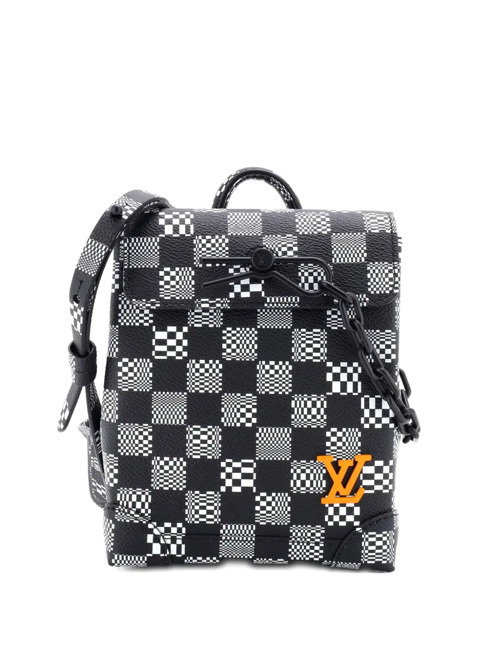 Pre-owned Louis Vuitton Steamer Bag Limited Edition Distorted Damier Xs Crossbody Bag In Black